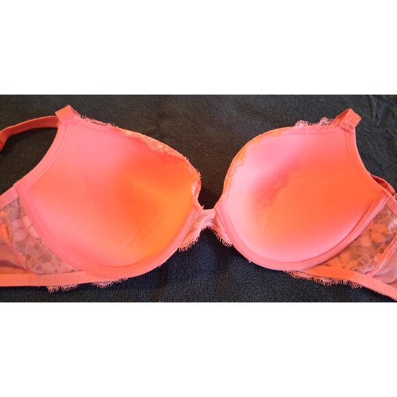 Victoria's Secret Dream Angels Bright Pink Lace Padded Push-Up Bra 36D - Picture 4 of 5